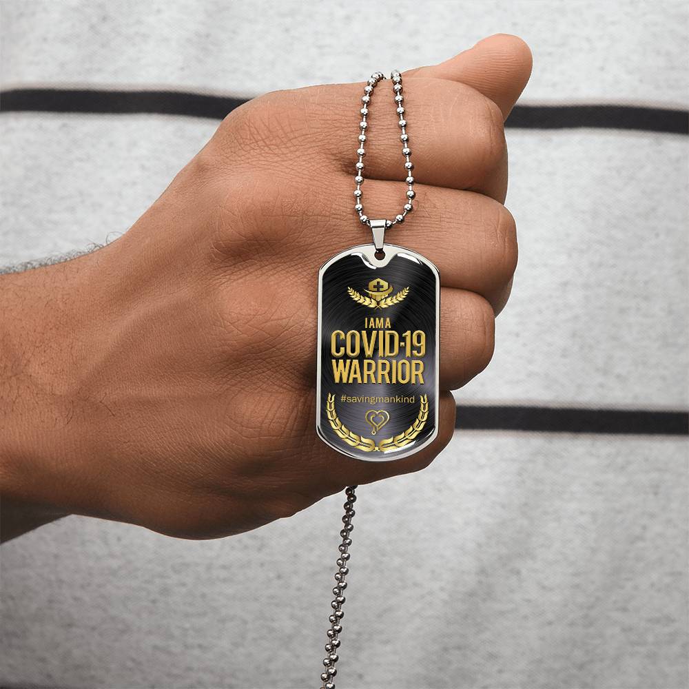 I Am A Covid-19 Warrior - Army Tag Necklace, Dog Tag Necklace