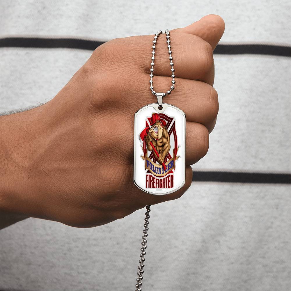 Best Gift For Firefighter Who Is A Pitbull Lover - Army Tag Necklace, Dog Tag Necklace