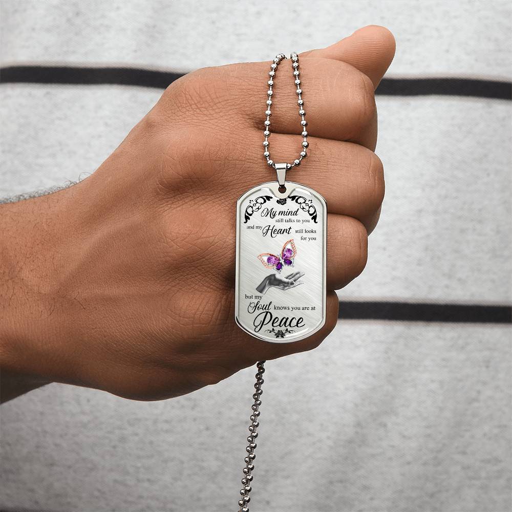Gem Butterfly On Lady Hand Luxury Dog Tag - Army Tag Necklace, Dog Tag Necklace