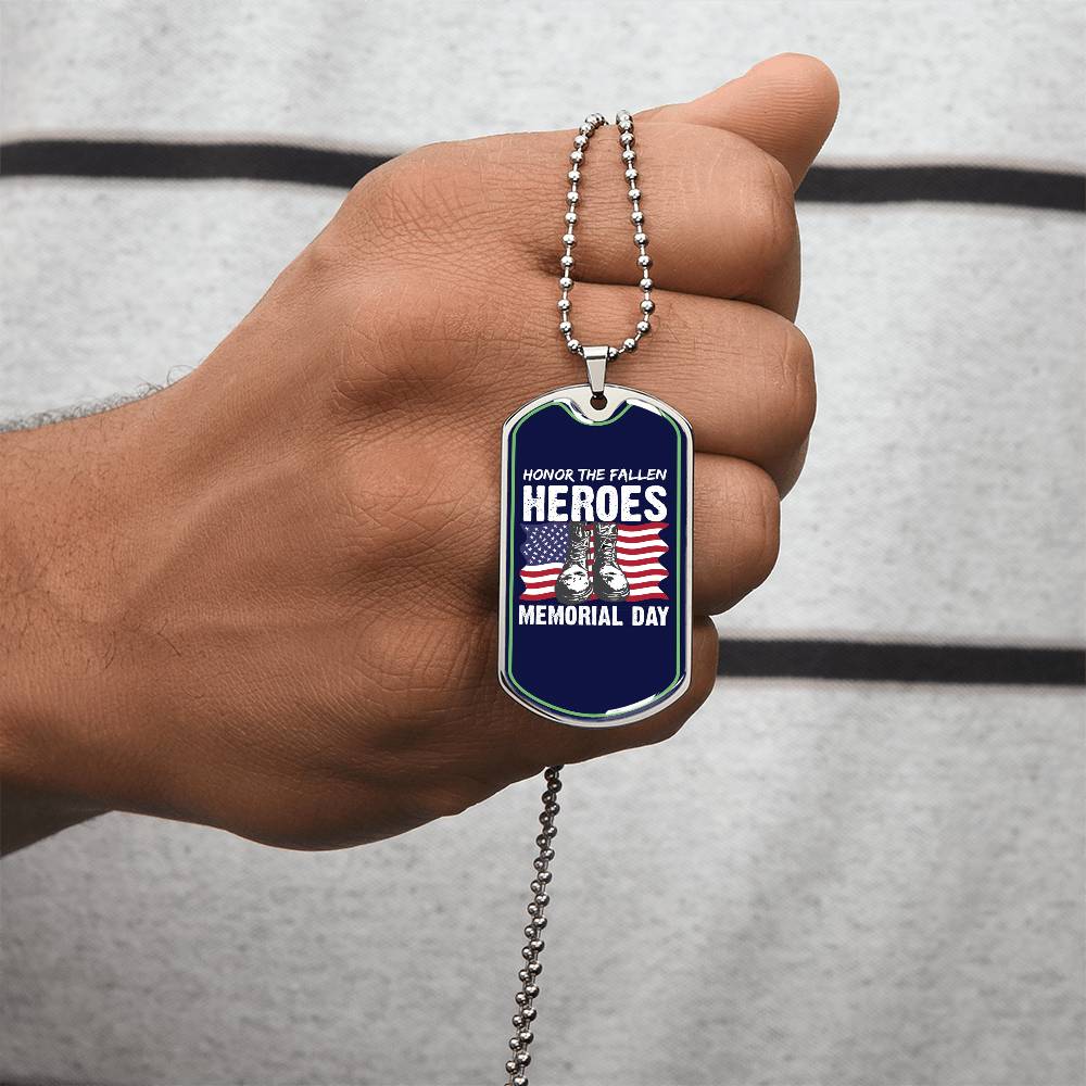 Honor The Fallen Heroes, Memorial Day, American Flag Military May 25Th Gift, Military Daughter Freedom Memorial Day, July 4Th - Army Tag Necklace, Dog Tag Necklace