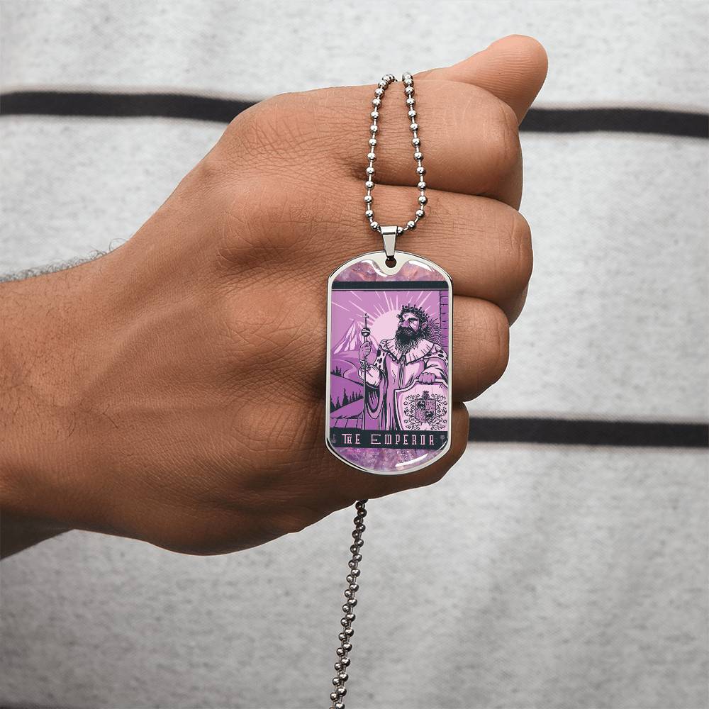Tarot Card Necklace. Silver Or Gold. For Wiccans, Astrology, Zodiac, Spiritual, Best Friend. Boho. The Emperor Card - Army Tag Necklace, Dog Tag Necklace