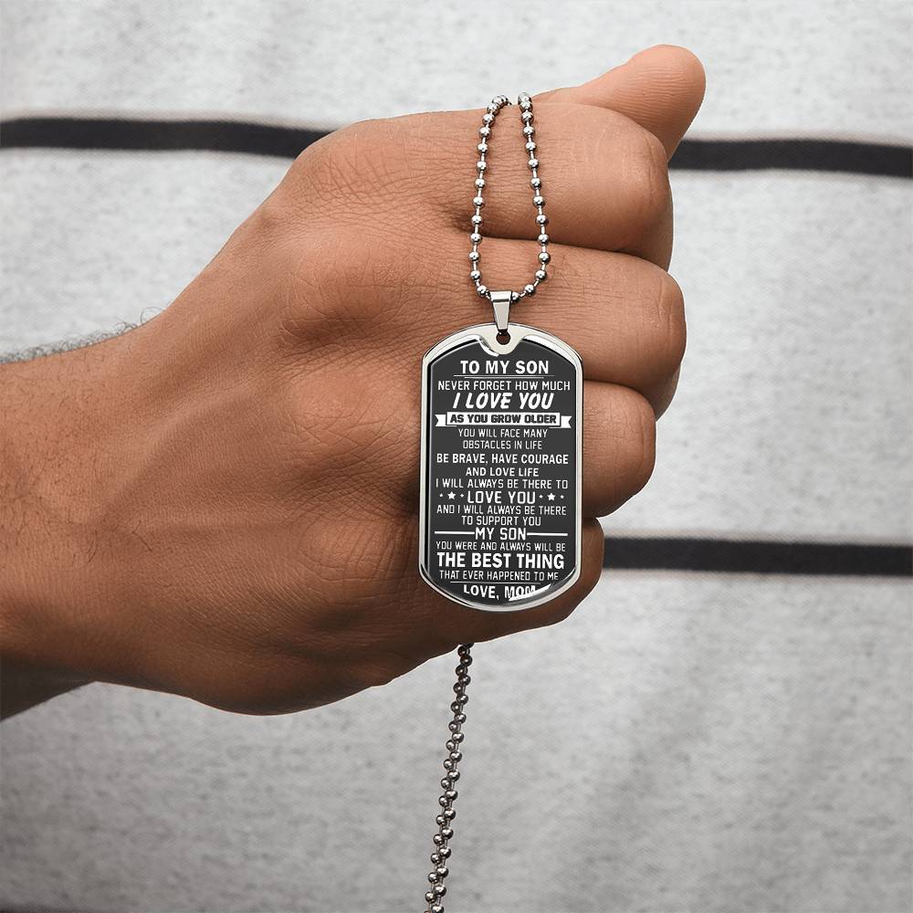 Mom To Son Necklace, To My Son Dog Tag Pendant, Mother To Son Gifts, Son Gift From Mom, Inspirational Son Necklace - Army Tag Necklace, Dog Tag Necklace