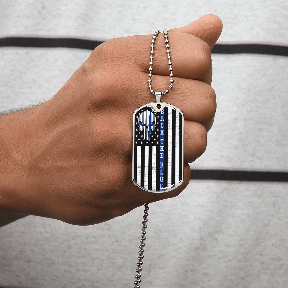 Support Blue Hero - Army Tag Necklace, Dog Tag Necklace