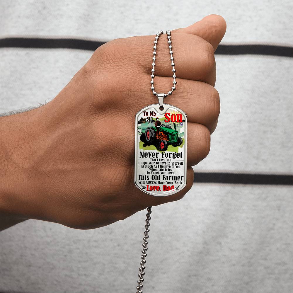 Farmer's Son - Premium Dog Tag - Army Tag Necklace, Dog Tag Necklace