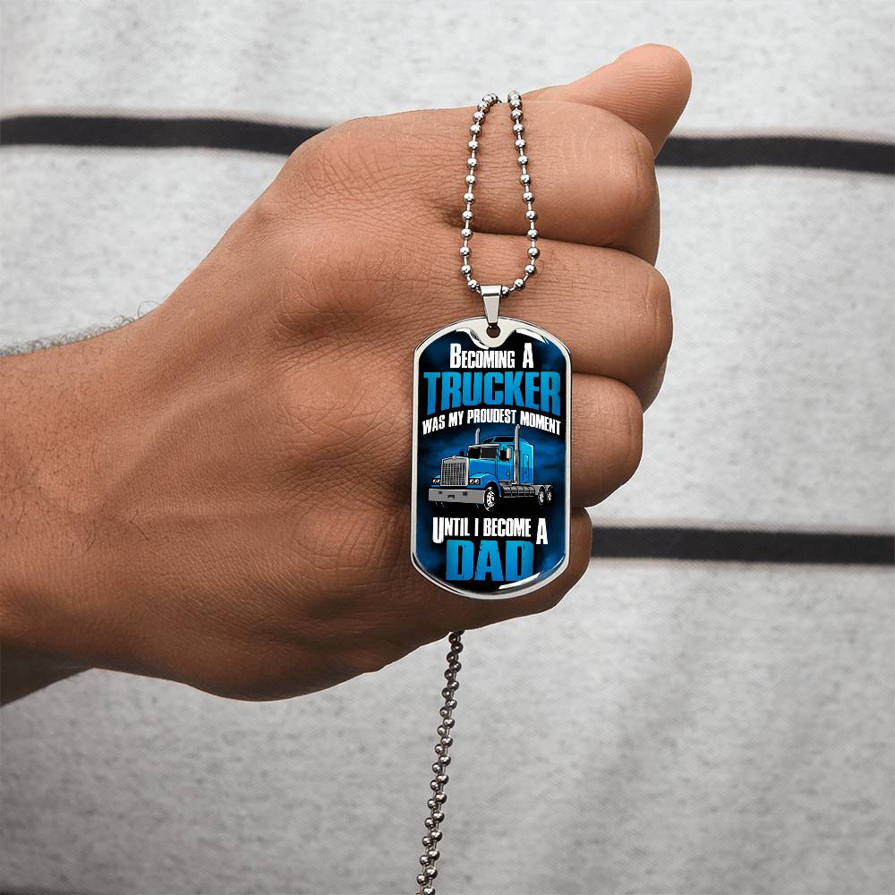 Rucker Dad Gifts Necklace, Drive Safe, Truckers Necklace, Drivers Gift, My Heart Belongs To A Trucker Necklace - Army Tag Necklace, Dog Tag Necklace