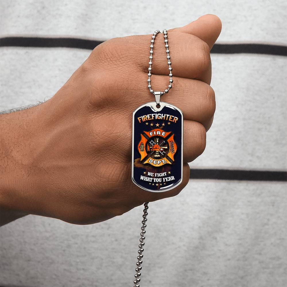 Collection Dad - Firefighter Necklace - Army Tag Necklace, Dog Tag Necklace
