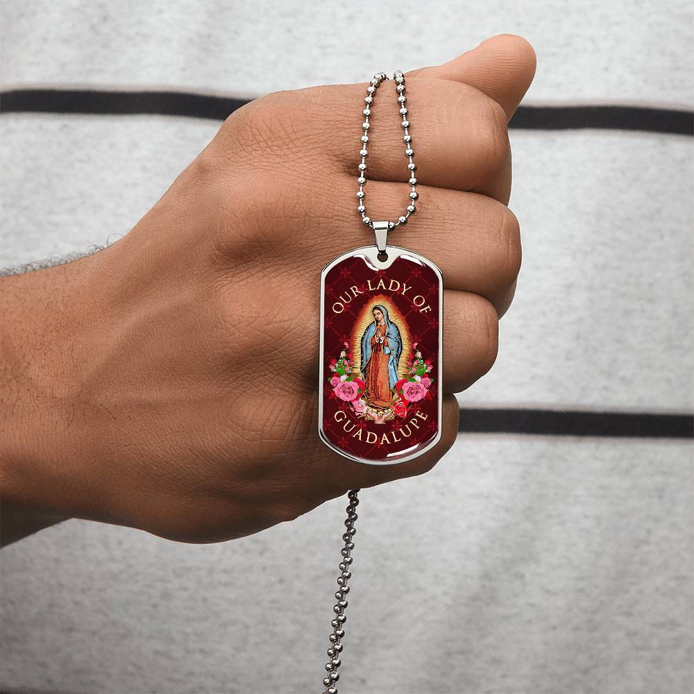 Our Lady Of Guadalupe Luxury Dog Tag Necklace - Army Tag Necklace, Dog Tag Necklace