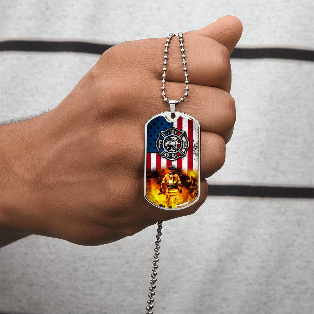 Firefighter Dog Tag Pendant Necklace gifts Engraved Fireman's Dog Tag Engraved Firefighter Dog Tag Firefighter Dog Tags - Army Tag Necklace, Dog Tag Necklace