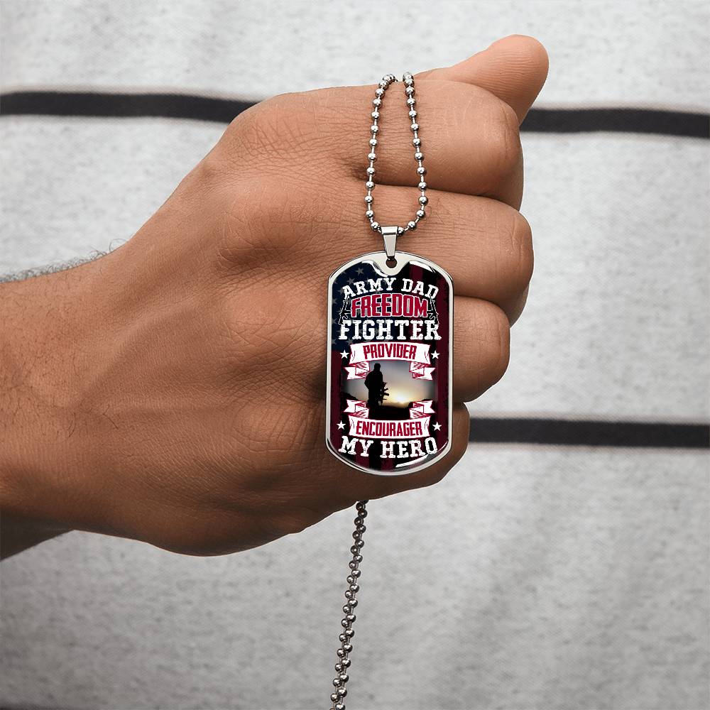 Collection Dad - Army Freedom - Dog Tag Necklace - Army Tag Necklace, Dog Tag Necklace
