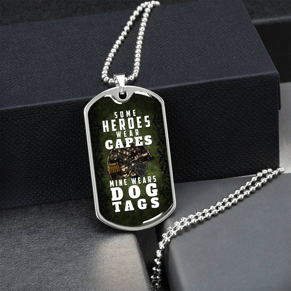 Police Wife Necklace - Some Heroes Wear Capes Mine Wears Dog Tag - Police Officer Girlfriend, Police Mom, Sheriff, Trooper - Army Tag Necklace, Dog Tag Necklace