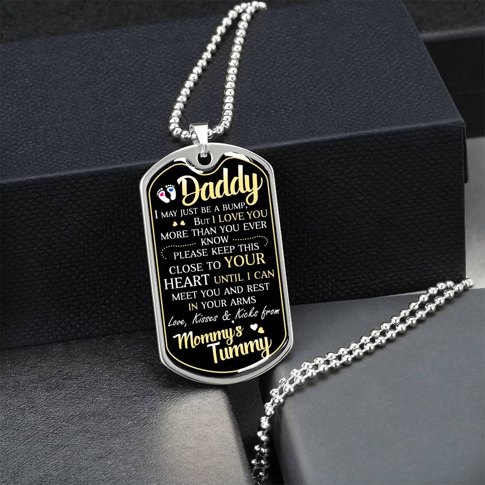 Daddy's Gift From Mommy's Tummy - Father's Day Gift - Daddy Gift From Unborn - Dog Tag Necklace For New Dad - Bump Gifts - Army Tag Necklace, Dog Tag Necklace