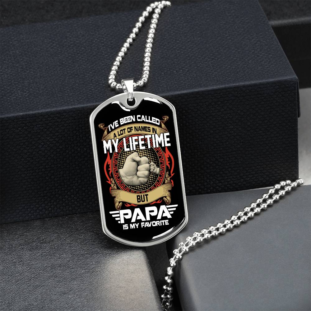 Papa Is My Favorite - Army Tag Necklace, Dog Tag Necklace