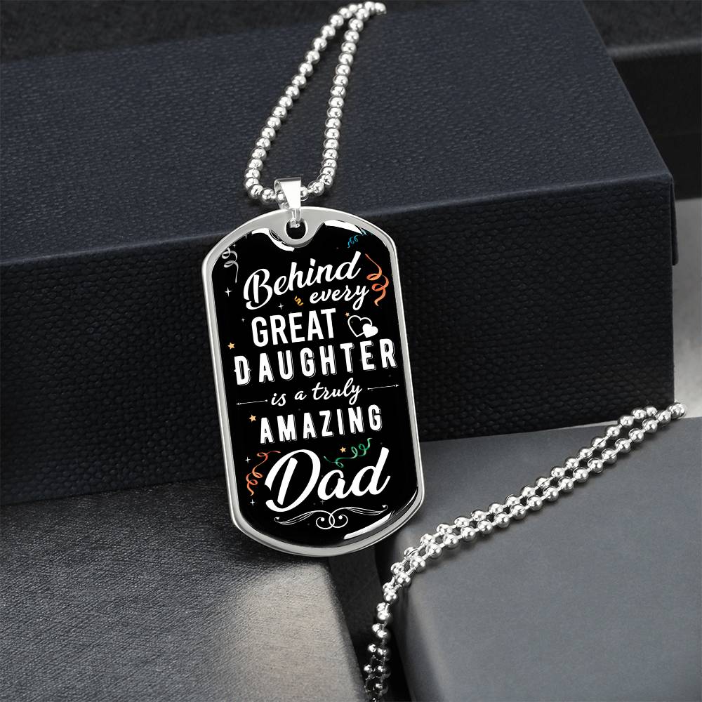 Father Daughter Gift - Father's Day Gift - Birthday Gift For Dad - Gift From Daughter - Father Gift - Gift For Him - Army Tag Necklace, Dog Tag Necklace