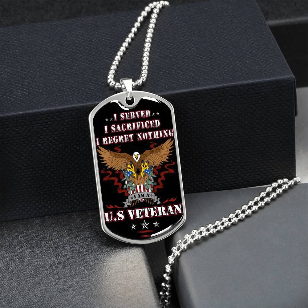 Proud Veteran Dog Tag Premium Pendant - Army Tag Necklace, Dog Tag Necklace