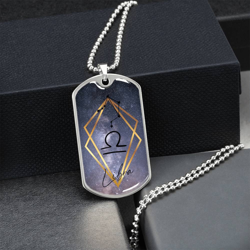Libra Galaxy Personalized Dog Tag Necklace - Army Tag Necklace, Dog Tag Necklace