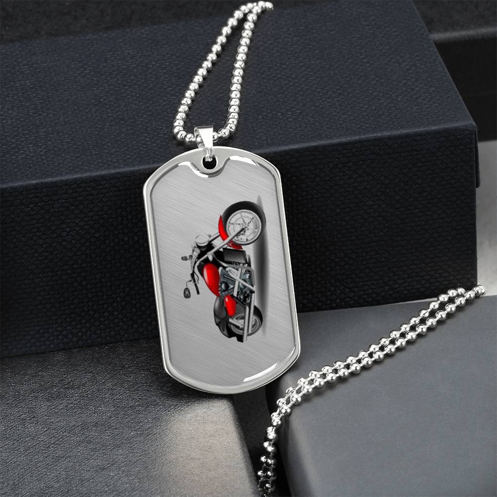 Motorcycle Necklace Dog Tag - Army Tag Necklace, Dog Tag Necklace