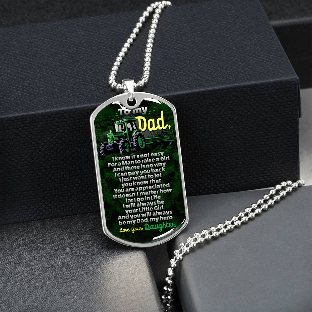 Farmer Dad - Premium Dog Tag From Daughter - Army Tag Necklace, Dog Tag Necklace