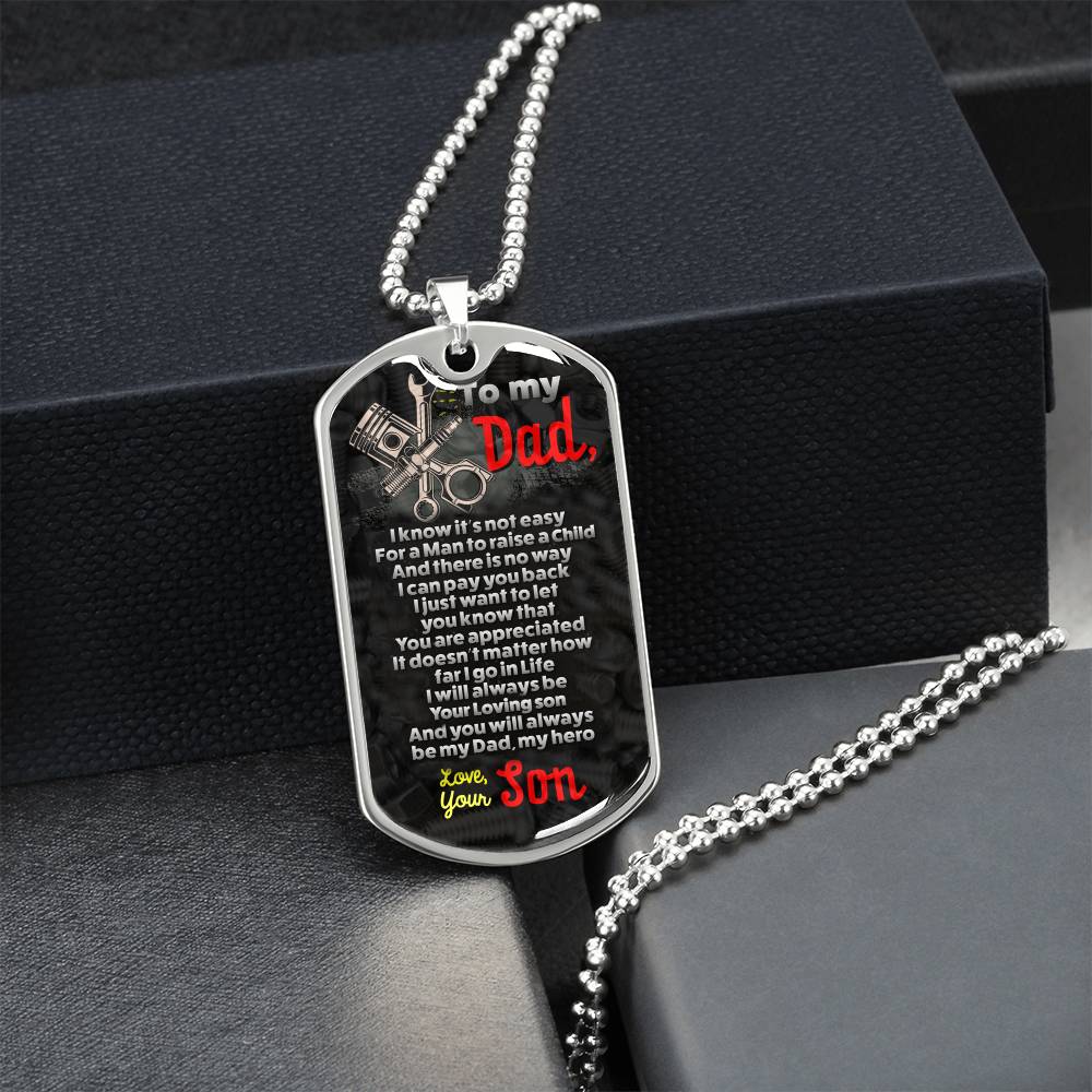 To My Dad Dog Tag Necklace, Gift For Dad From Son, Dad Gift For Father's Day, Unique Birthday Gift For Dad From Son - Army Tag Necklace, Dog Tag Necklace