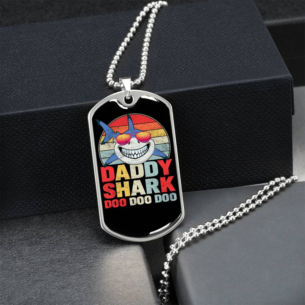 Daddy Shark Dog Tag - Army Tag Necklace, Dog Tag Necklace