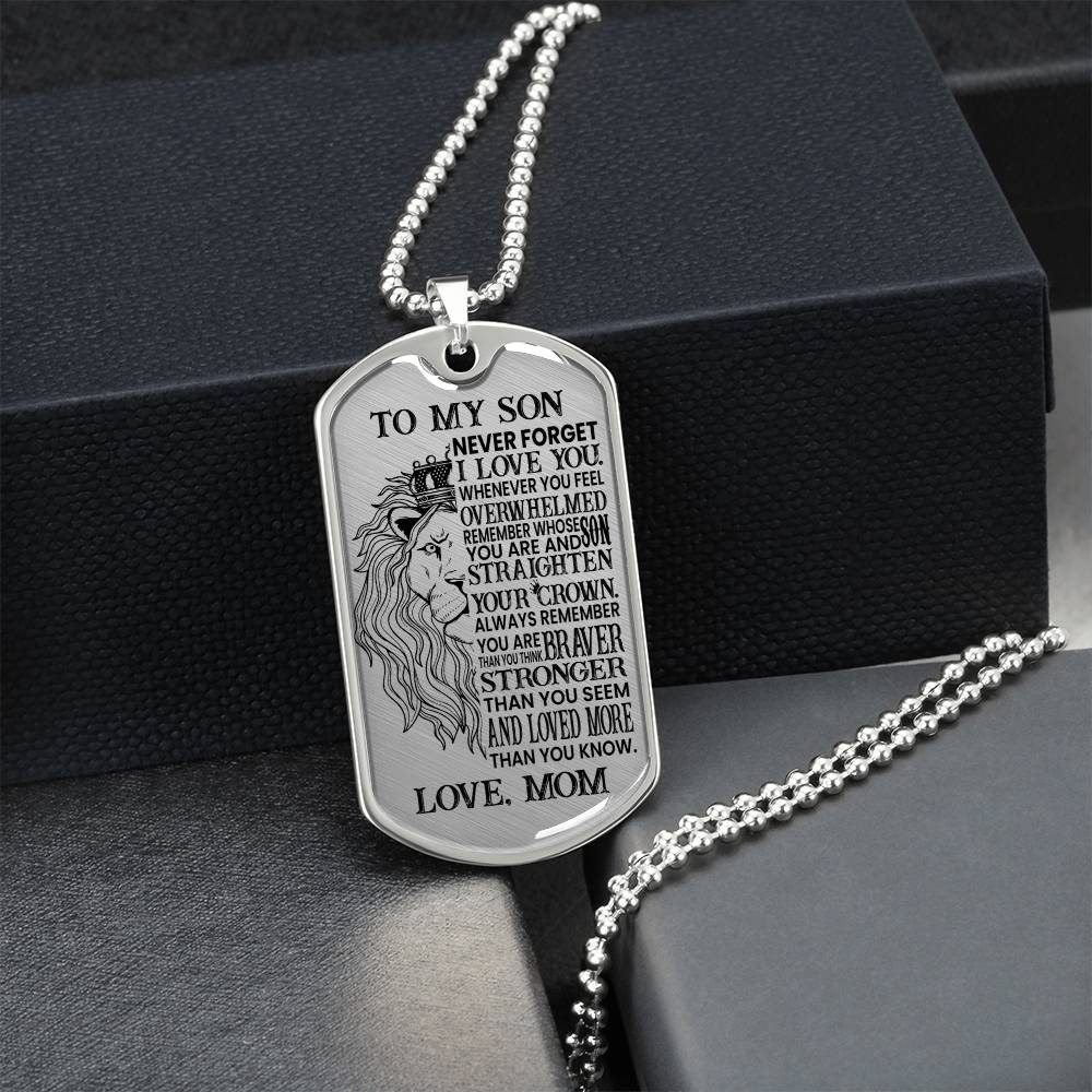 To My Son - Never Forget - Dog Tag Chain - Army Tag Necklace, Dog Tag Necklace