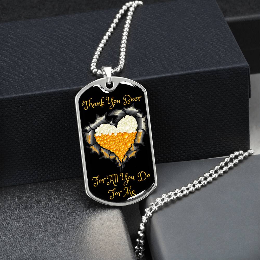 Thank You Beer Funny Beer Lover Dog-Tag Necklace - Army Tag Necklace, Dog Tag Necklace