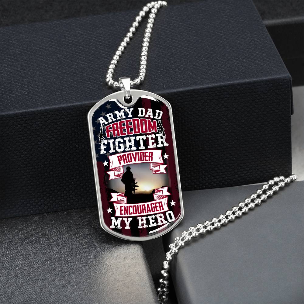 Collection Dad - Army Freedom - Dog Tag Necklace - Army Tag Necklace, Dog Tag Necklace