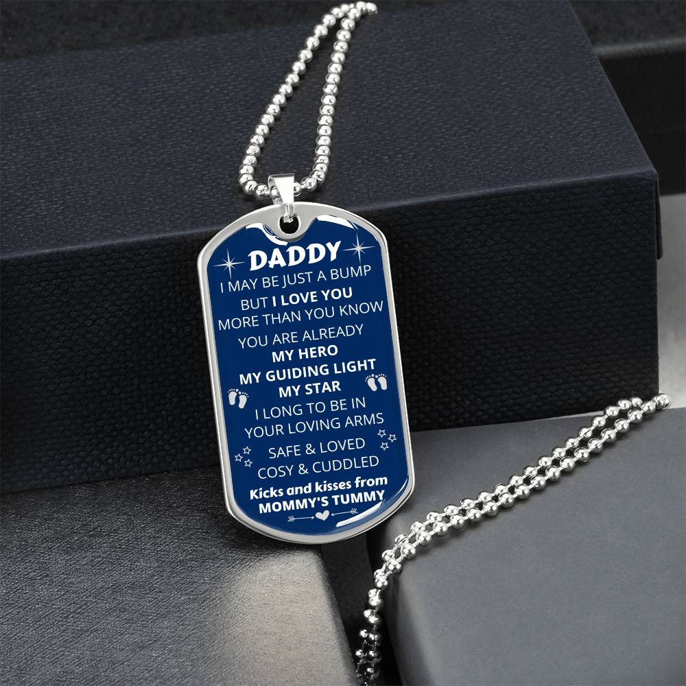 New Dad-To-Be 'My Guiding Light, My Star' - Men's Pendant - Army Tag Necklace, Dog Tag Necklace