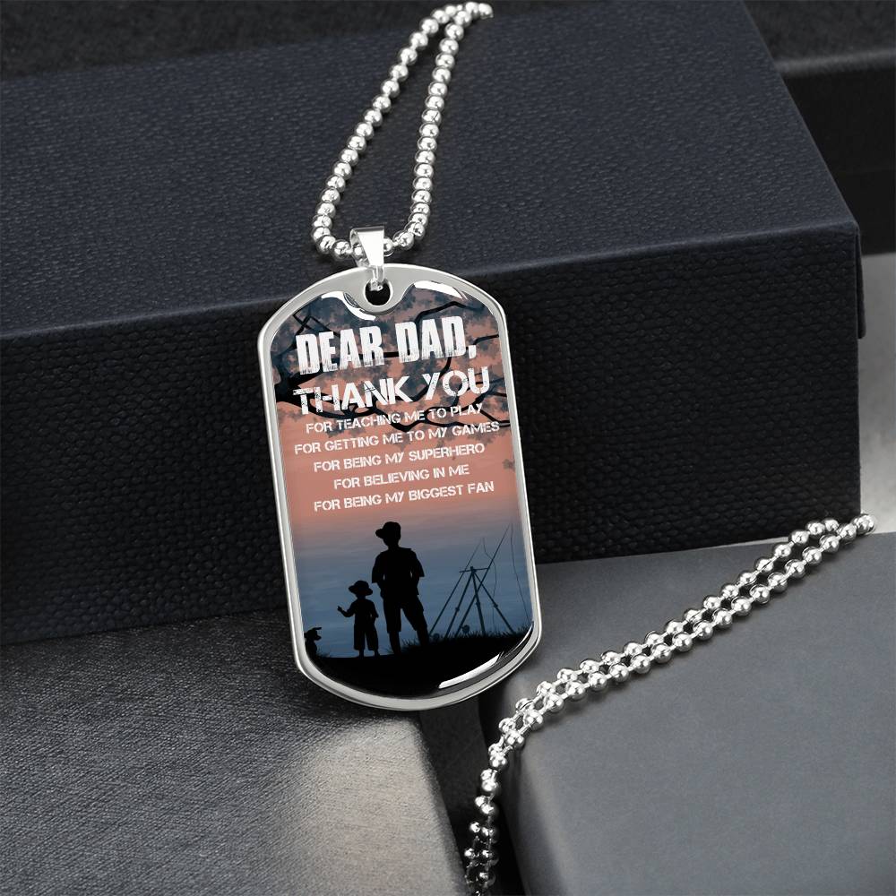 Dear Dad Thank You - Army Tag Necklace, Dog Tag Necklace