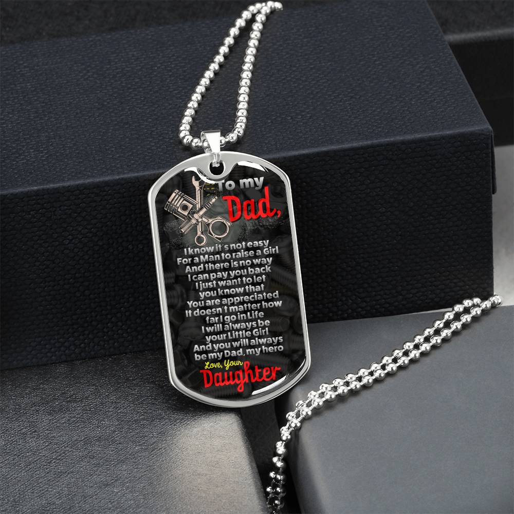 Gift For Mechanic Dad - Mechanic Dad Gift - Necklace For Mechanic Dad - Fathers Day - Dad Dog Tag Necklace - Father Birthday - Army Tag Necklace, Dog Tag Necklace