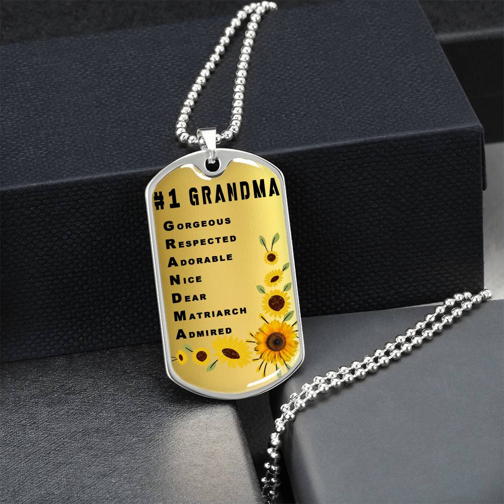 #1 Grandma Personalized Dogtag Necklace Gold Mothers Day Gift - Army Tag Necklace, Dog Tag Necklace