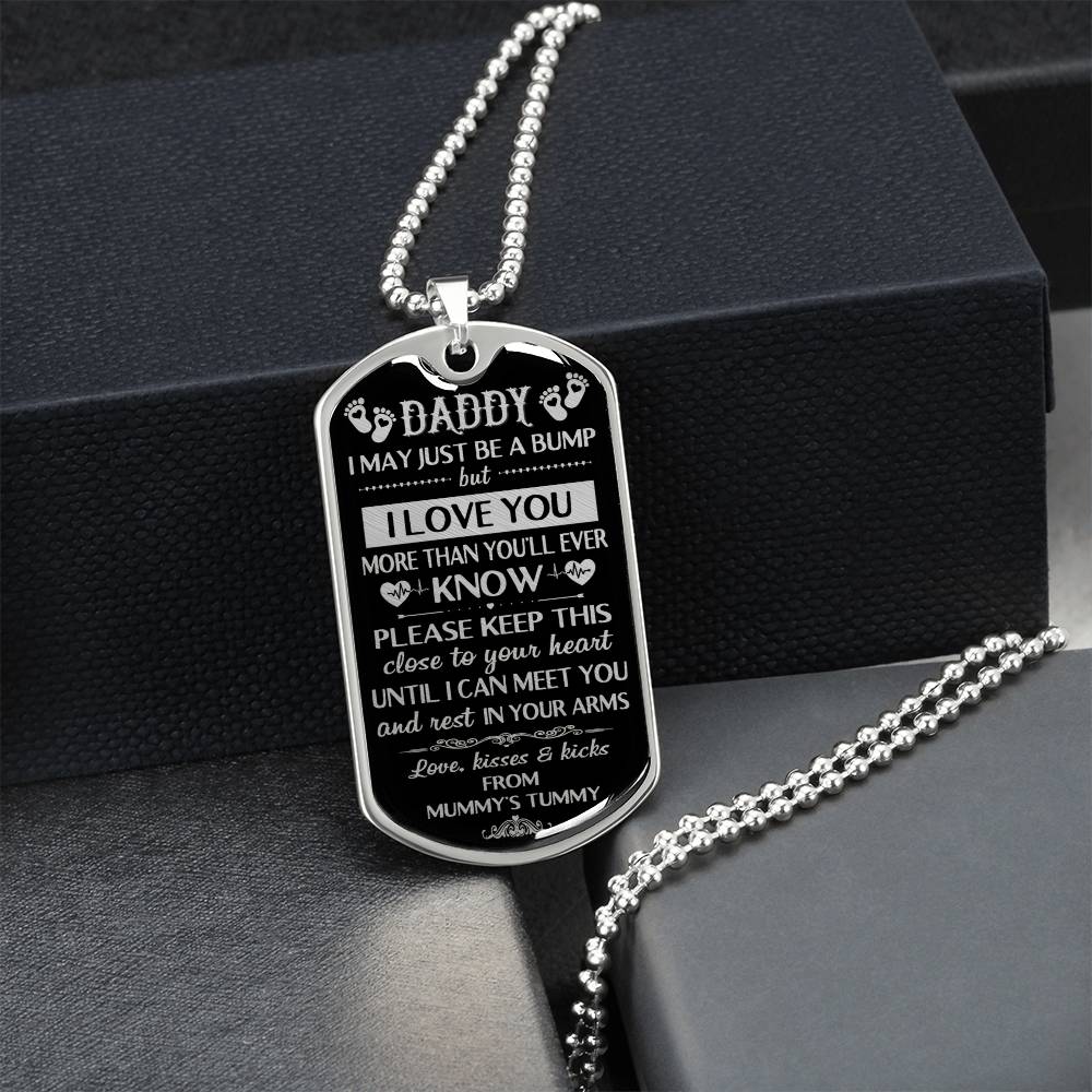 Daddy's Gift From Mommy's Tummy - Father's Day Gift - Daddy Gift - Dog Tag Necklace For New Dad - Pregnancy Gift - Bump Gifts - Army Tag Necklace, Dog Tag Necklace