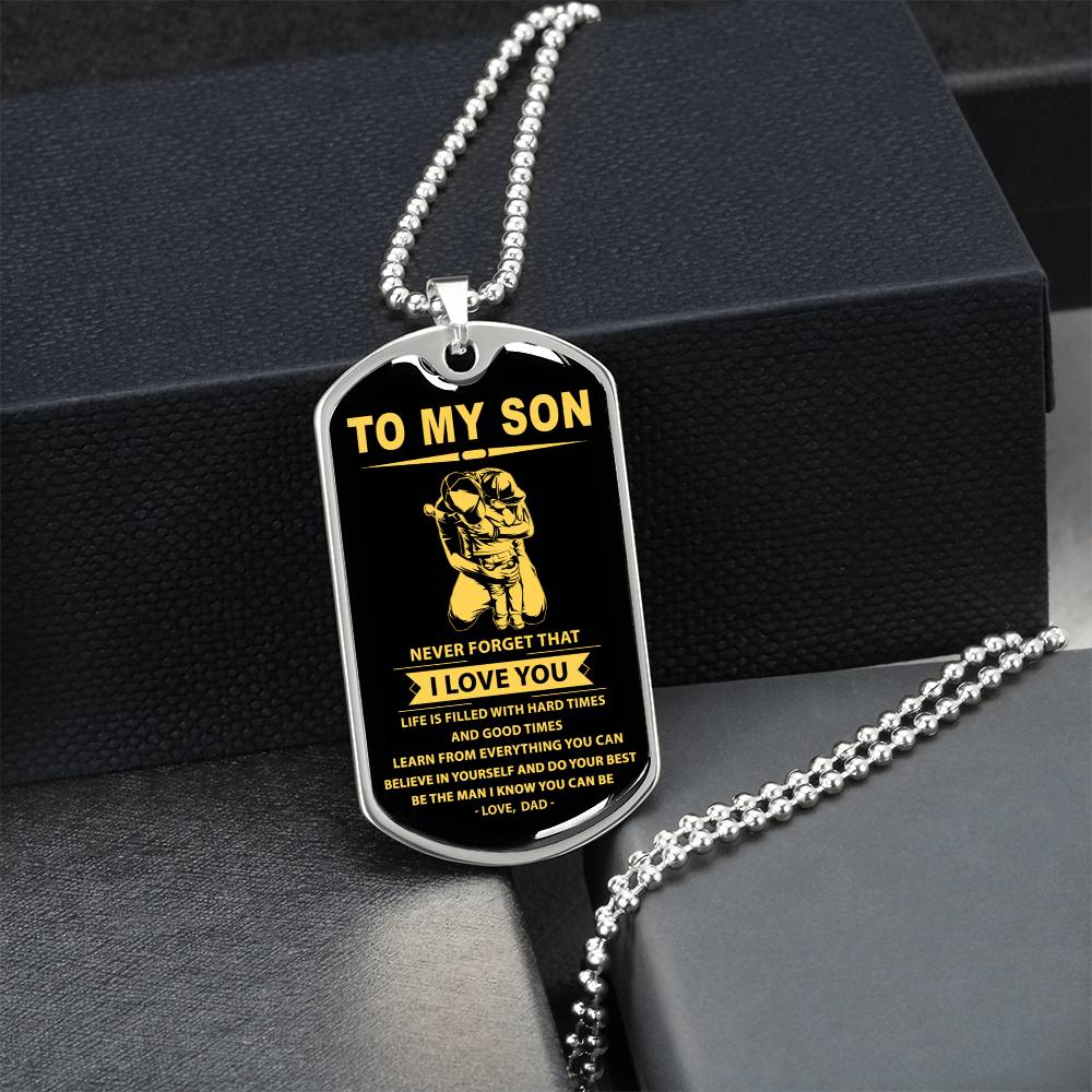 Dog Tag Dad To Son - Army Tag Necklace, Dog Tag Necklace