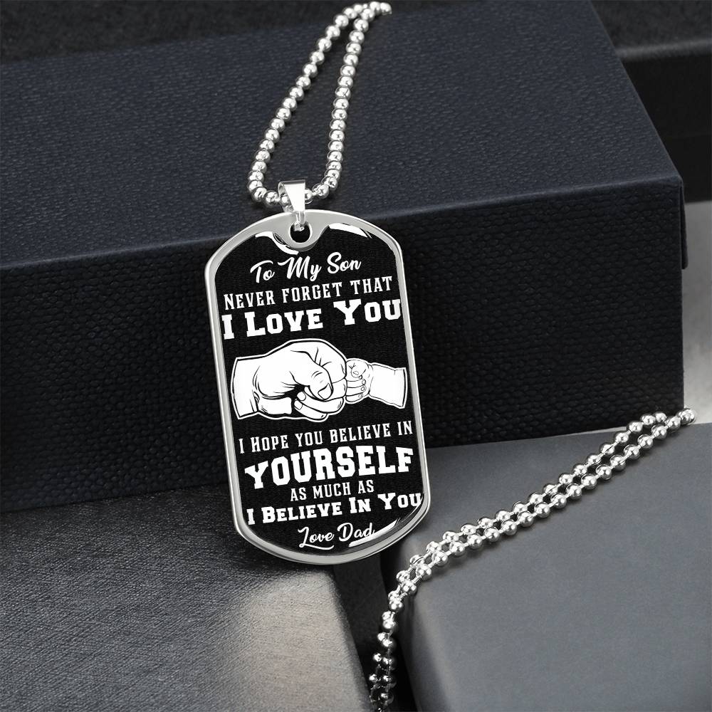 To My Son - Never Forget - Dog Tag - Army Tag Necklace, Dog Tag Necklace