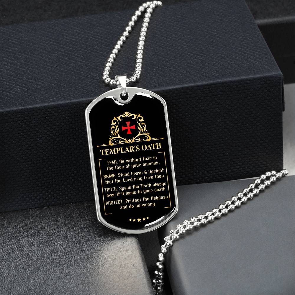 Knight Templar's Oath The Warrior Of Christ - Army Tag Necklace, Dog Tag Necklace