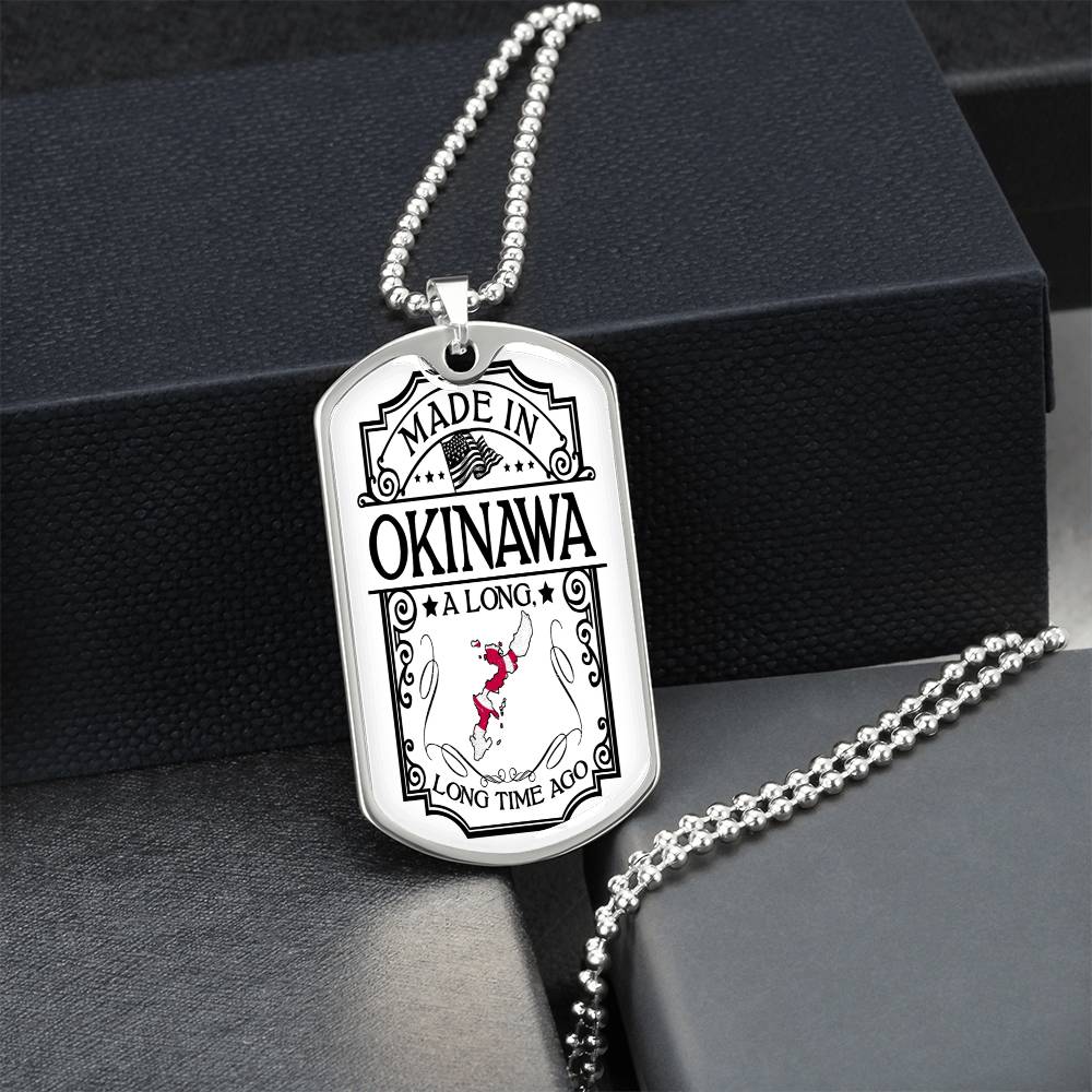 Okinawa Necklace, Japan Necklace, Personalized Map Necklace - Army Tag Necklace, Dog Tag Necklace