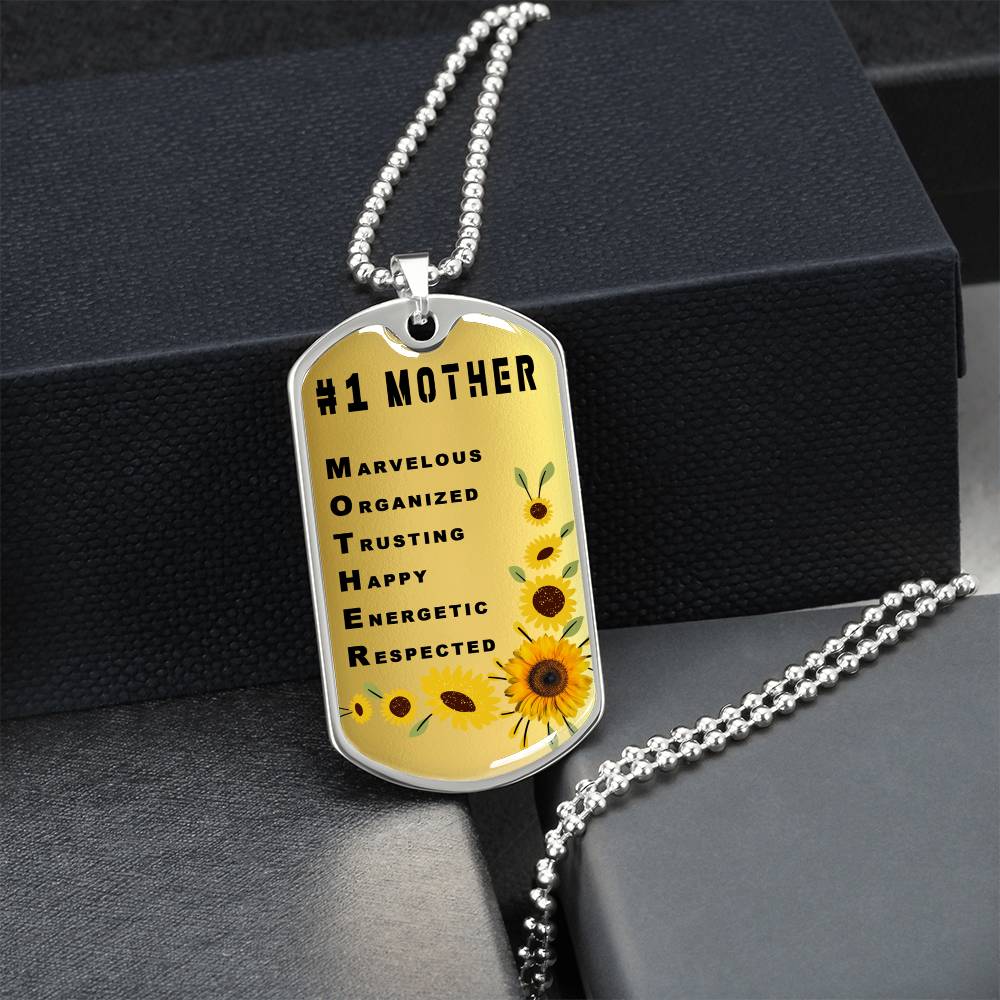 #1 Mother Personalized Dogtag Necklace Gold Mothers Day Gift - Army Tag Necklace, Dog Tag Necklace