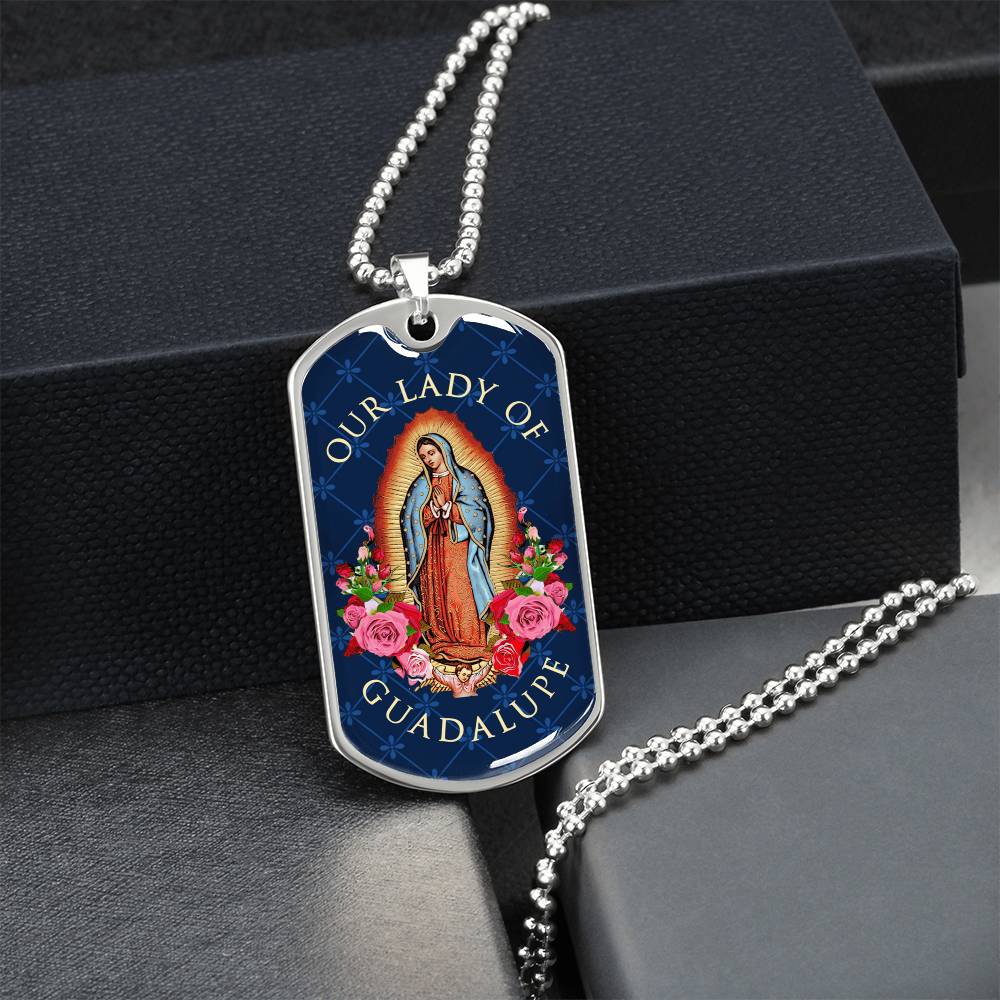 Our Lady Of Guadalupe Luxury Dog Tag Necklace - Army Tag Necklace, Dog Tag Necklace