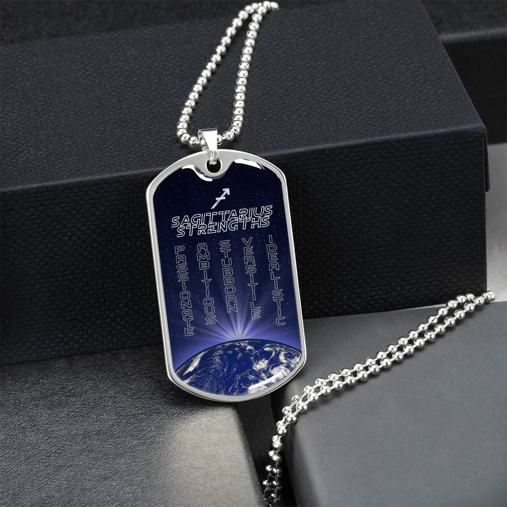 Sagittarius Ball Chain Dog Tag Necklace - Army Tag Necklace, Dog Tag Necklace