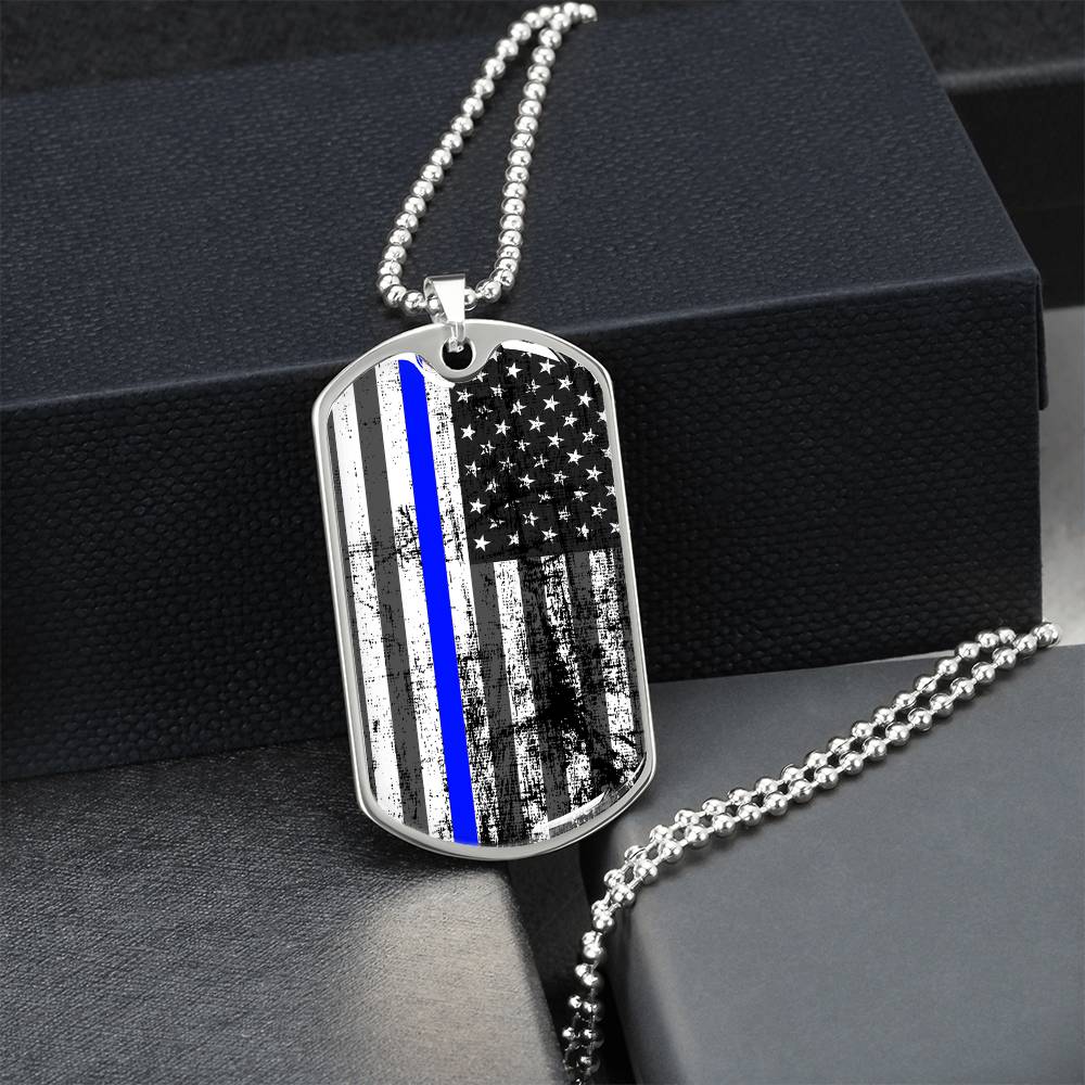 70 Thin Blue Line - Army Tag Necklace, Dog Tag Necklace