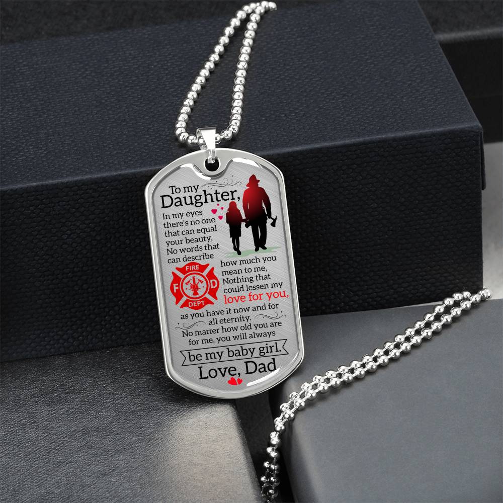 Firefighter's Daughter - Premium Dog Tag - Army Tag Necklace, Dog Tag Necklace