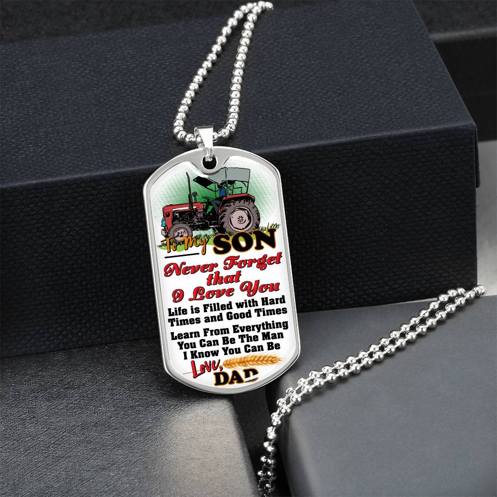 Farmer's Son - Premium Dog Tag - Army Tag Necklace, Dog Tag Necklace