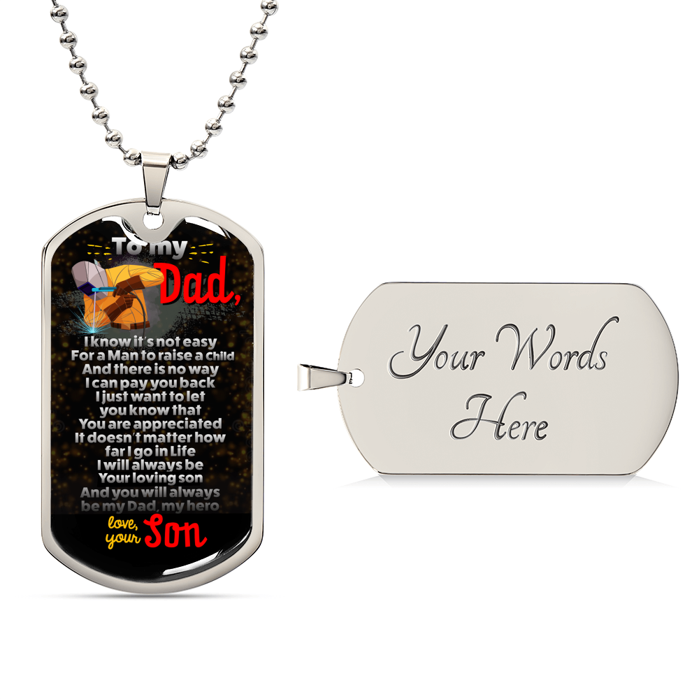 To My Dad Necklace, Love You My Whole Life, Dad Gift, Dad Birthday Gift, Daughter To Dad Gift, Present For Dad - Army Tag Necklace, Dog Tag Necklace
