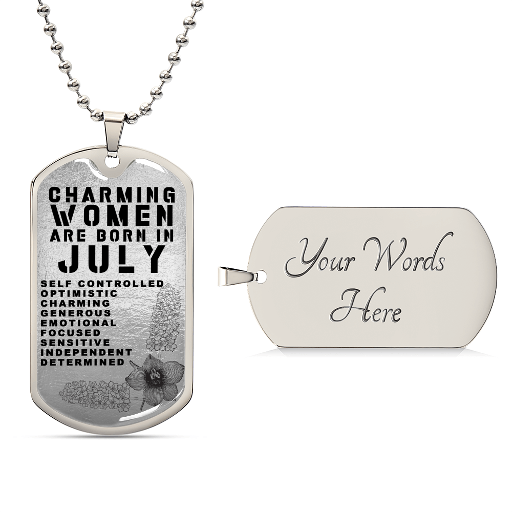Charming Women Are Born In July Luxury Necklace With Dog Tag Silver - Army Tag Necklace, Dog Tag Necklace