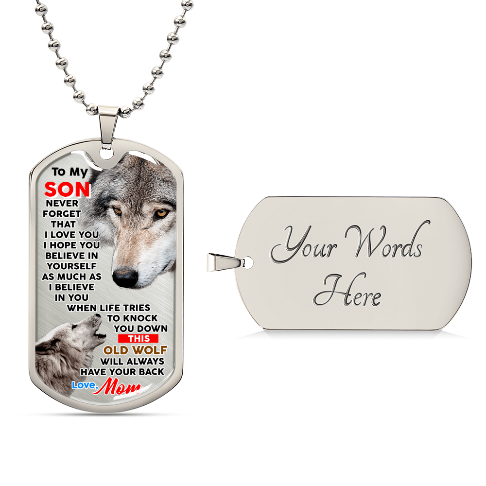Gift For Son - Premium Dog Tag From Mom - Army Tag Necklace, Dog Tag Necklace