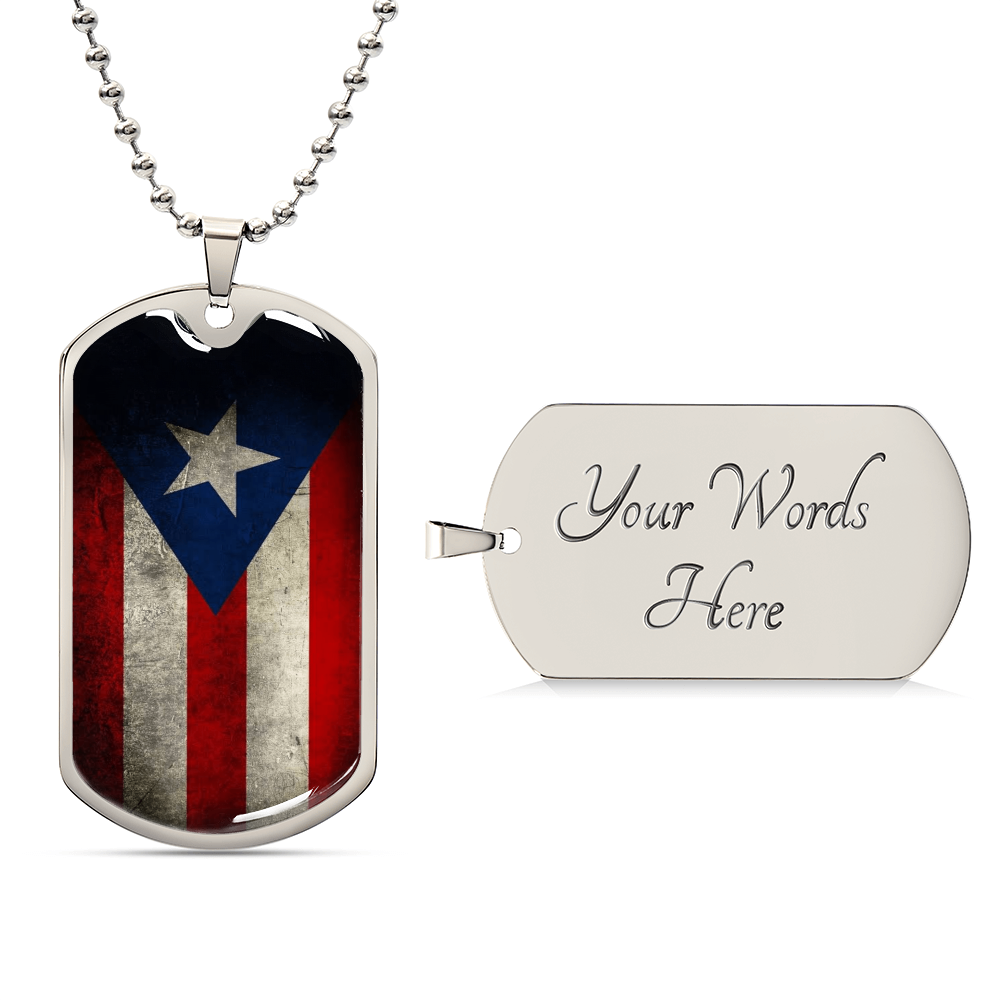 Puerto Rican Dog Tag - Army Tag Necklace, Dog Tag Necklace