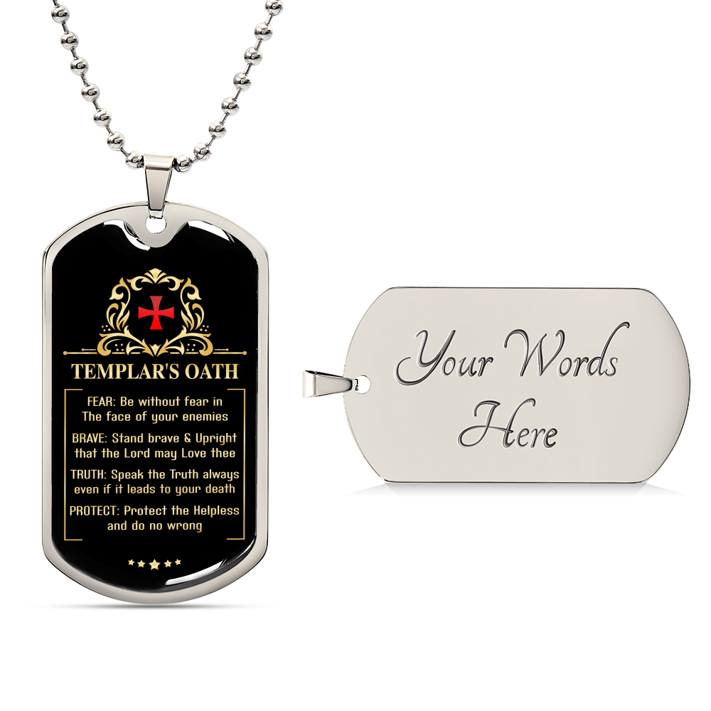 Knight Templar's Oath The Warrior Of Christ - Army Tag Necklace, Dog Tag Necklace