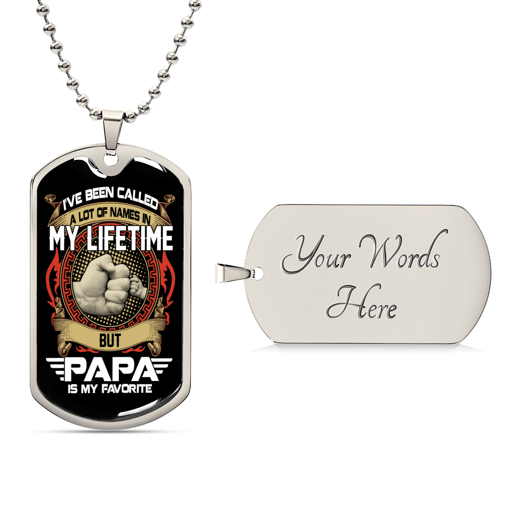 Papa Is My Favorite - Army Tag Necklace, Dog Tag Necklace