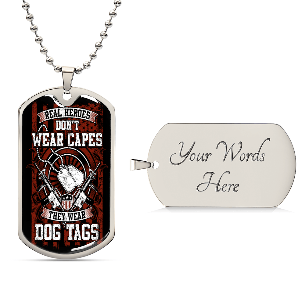 Real Heroes Don't Wear Capes Fathers Day Friendship Day Gift Veteran Independence Day Memorial Day Dad Brother Gift Ideas - Army Tag Necklace, Dog Tag Necklace
