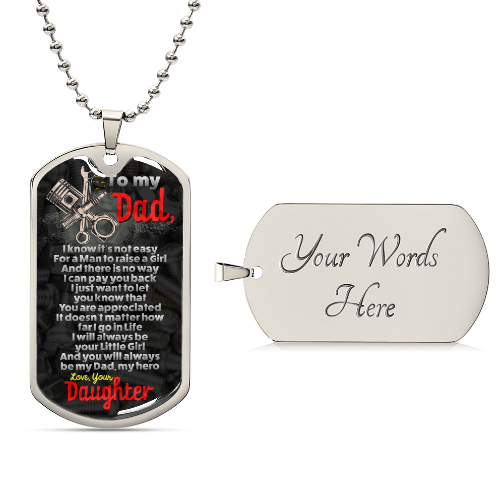 Gift For Mechanic Dad - Mechanic Dad Gift - Necklace For Mechanic Dad - Fathers Day - Dad Dog Tag Necklace - Father Birthday - Army Tag Necklace, Dog Tag Necklace
