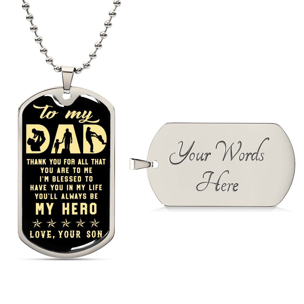 To My Dad Father's Day Gift From Son - Army Tag Necklace, Dog Tag Necklace